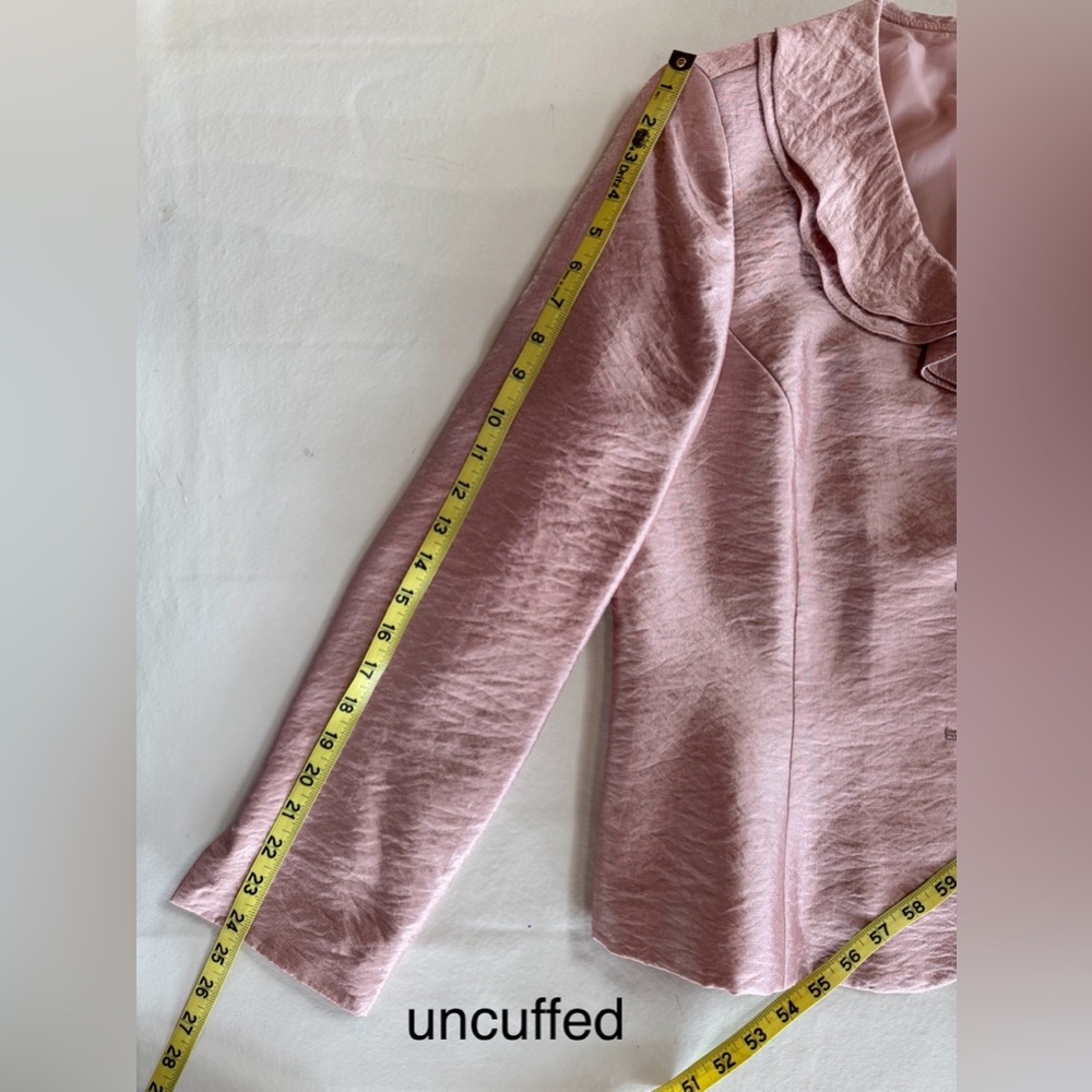 Dusty Pink Kasper Jacket with Rosette Accent & Vintage Faux Jeweled Buttons (12) - Picture 13 of 17
